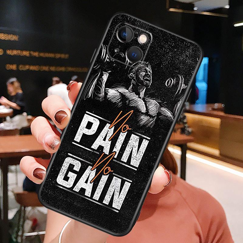 No Pain No Gain Fitnessstudio Fitness Handyhülle Für iPhone 16 Pro Max 15 14 12 11 13 Pro Max Plus 12 13 Mini XR 16e Hülle Silikon Cover