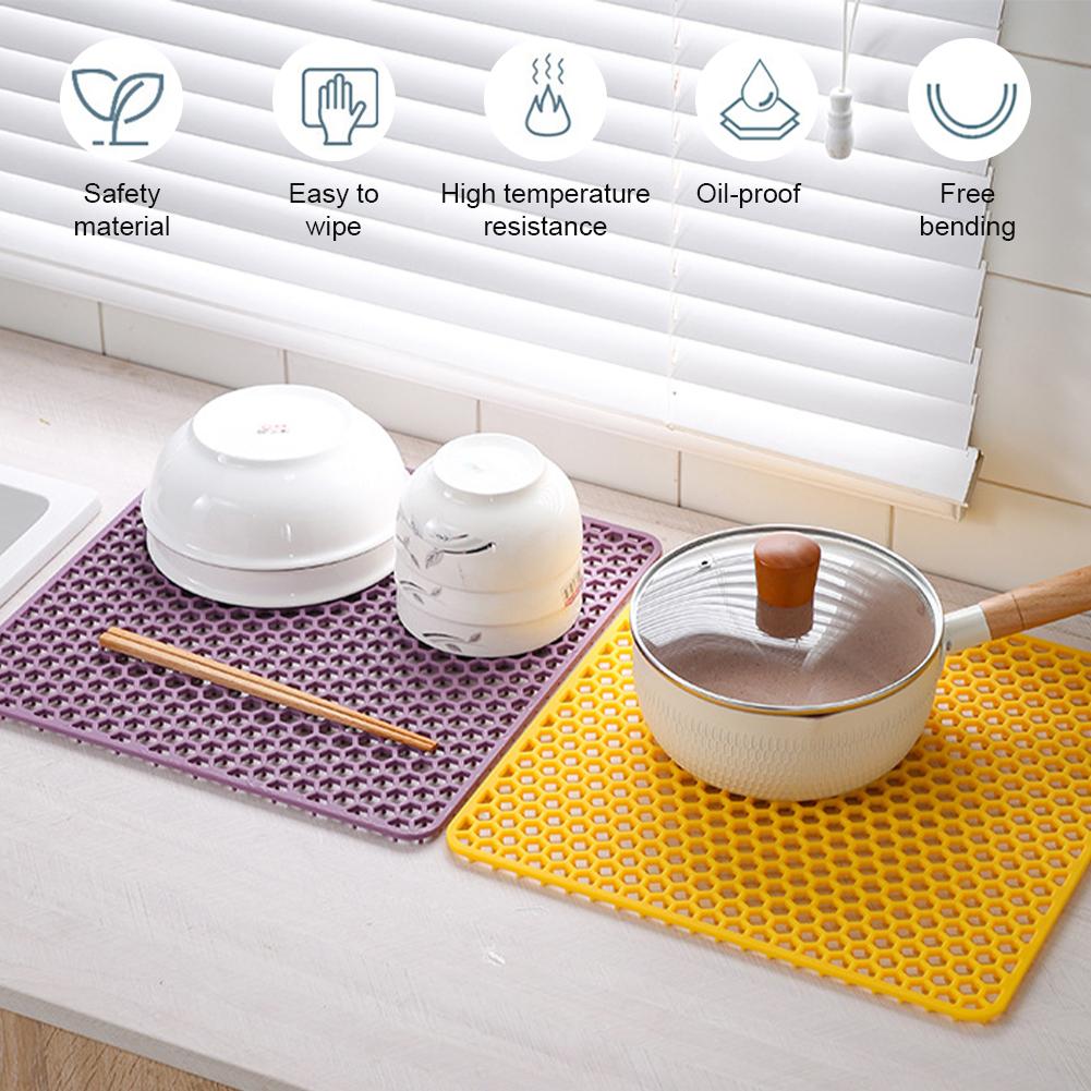 Silicone Dining Table Mat Thickened Bowl Plate Pot Mat Heat-resistant Easy To Clean Insulated Sink Bottom Protection Drain Mat