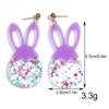 Cute Acrylic Sequin Bunny Easter Egg Earrings for Women Funny Glitter Bowknot Rabbit Splicing Drop Earring Trendy Jewelry Gifts