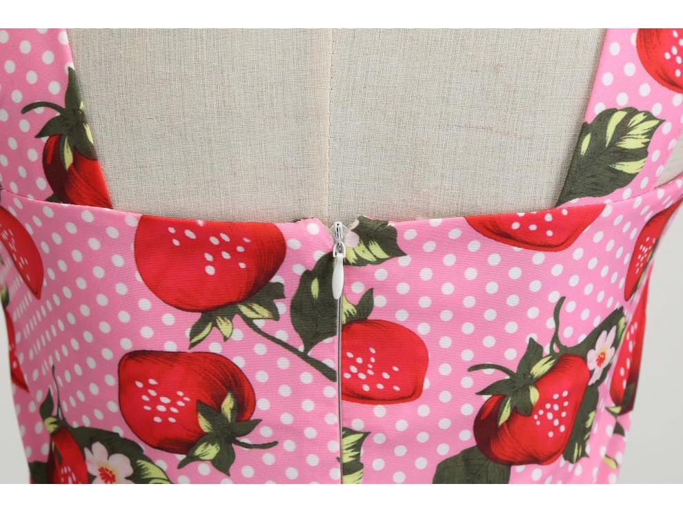 Vintage Retro Print Large Swing Skirt Suspender Dress for Women