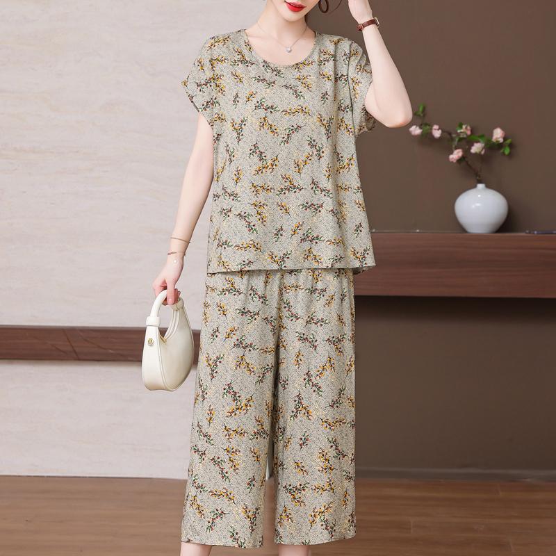 Elegant Women's Pants Sets Summer Vintage Clothes Casual Plus Size 2 Piece Sets