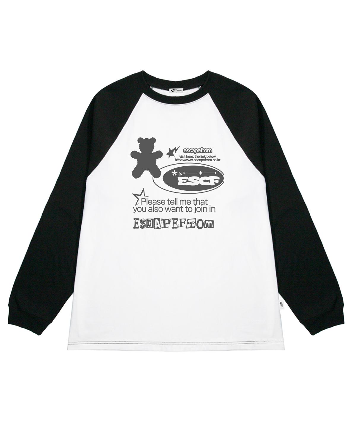 Escape From Bear Lettering Print Long Sleeve Black M