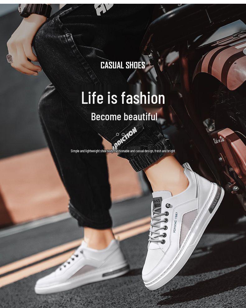 Men's Spring/Summer Breathable Mesh Casual Lightweight Fashion Shoes, Trendy and Versatile for Students, White