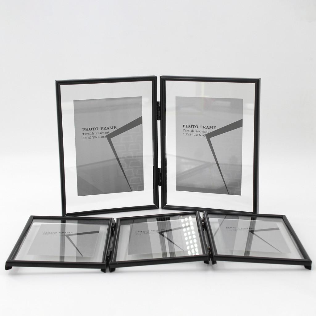 5 And 7 Inch Double Sided Transparent Fold Dual Photo Frame For Living Room Display