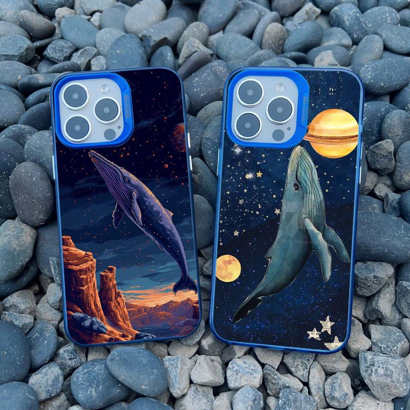 Space Ocean Whale Shark Phone Case For IPhone 16 15 14 Pro Max 13 11 12 Pro Max Mini 16 15 14 Plus Shockproof Laser Cover Fundas