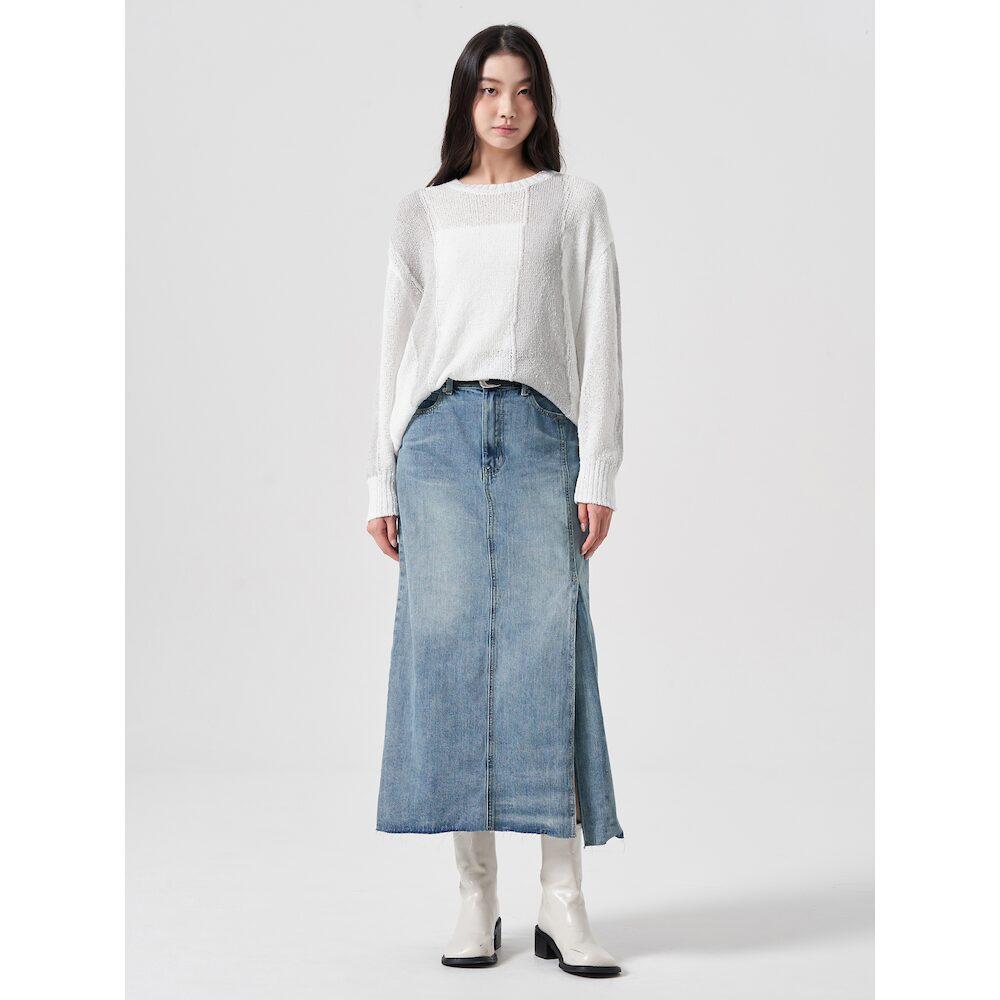 8seconds Washed Denim Long Skirt Sky Blue (164827Gpdq)