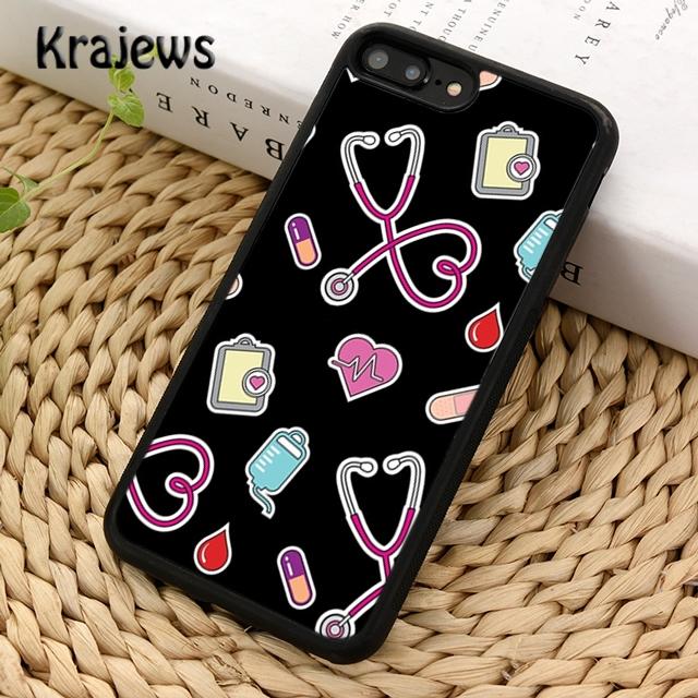 

Krajews Nurse Stethoscope Heart Phone Case Cover For iPhone 17 Air 16 15 14 plus 11 12 13 pro max Plus coque Fundas iPhone 13