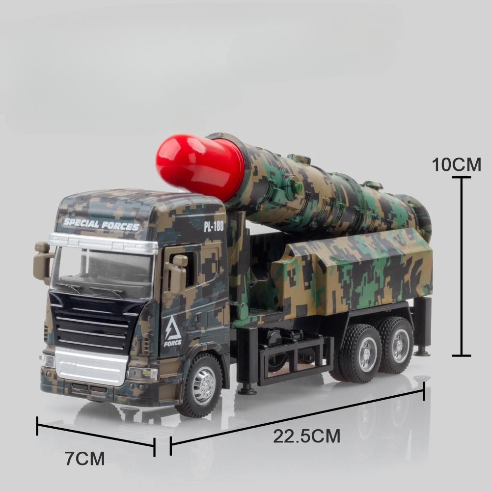 1/32 Missile Rocket Launcher Model Car Toy Metal Body Rubber Doors Opened Military Alloy Vehicle Models Ornaments Gifts for Boys