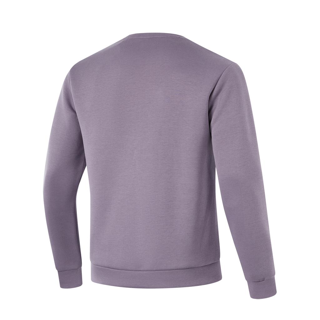 Li-Ning Fitness Series Solid Color Crew Neck Pullover Long Sleeve Sweatshirt Men Sweatshirt Dark-Gray Purple AWDU575-3