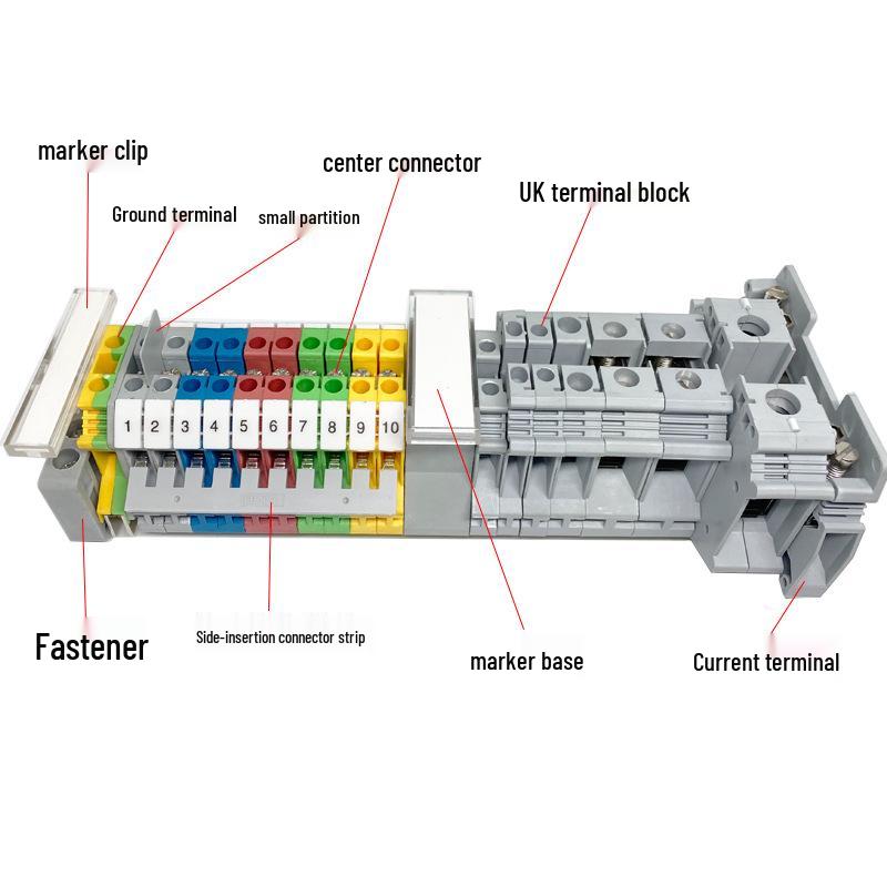 UK5N Copper Wiring Terminal Block, Rail Type, Non-Slip, Flame-Retardant, 4mm Square Voltage Line Terminal