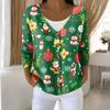 Women's Fashion Long Sleeve Christmas Snowman Snowflake Print Jacket Cardigan