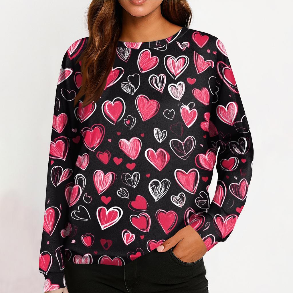 Damenmode Lässig Langarm Bedruckter Halsausschnitt Sweatshirt-Oberteil