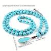 JMXD-Bohemian turquoise necklace fashionable retro ethnic style hand-knotted water drop pendant long necklace