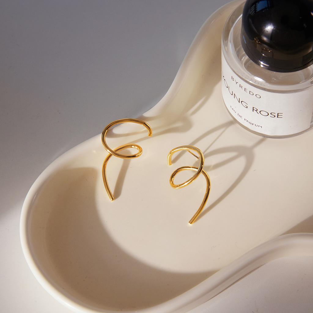 Yori Irregular Lines Encircling Butterfly Earrings For Women Prevent Allergy Stainless Steel High Quality Chic Jewelry