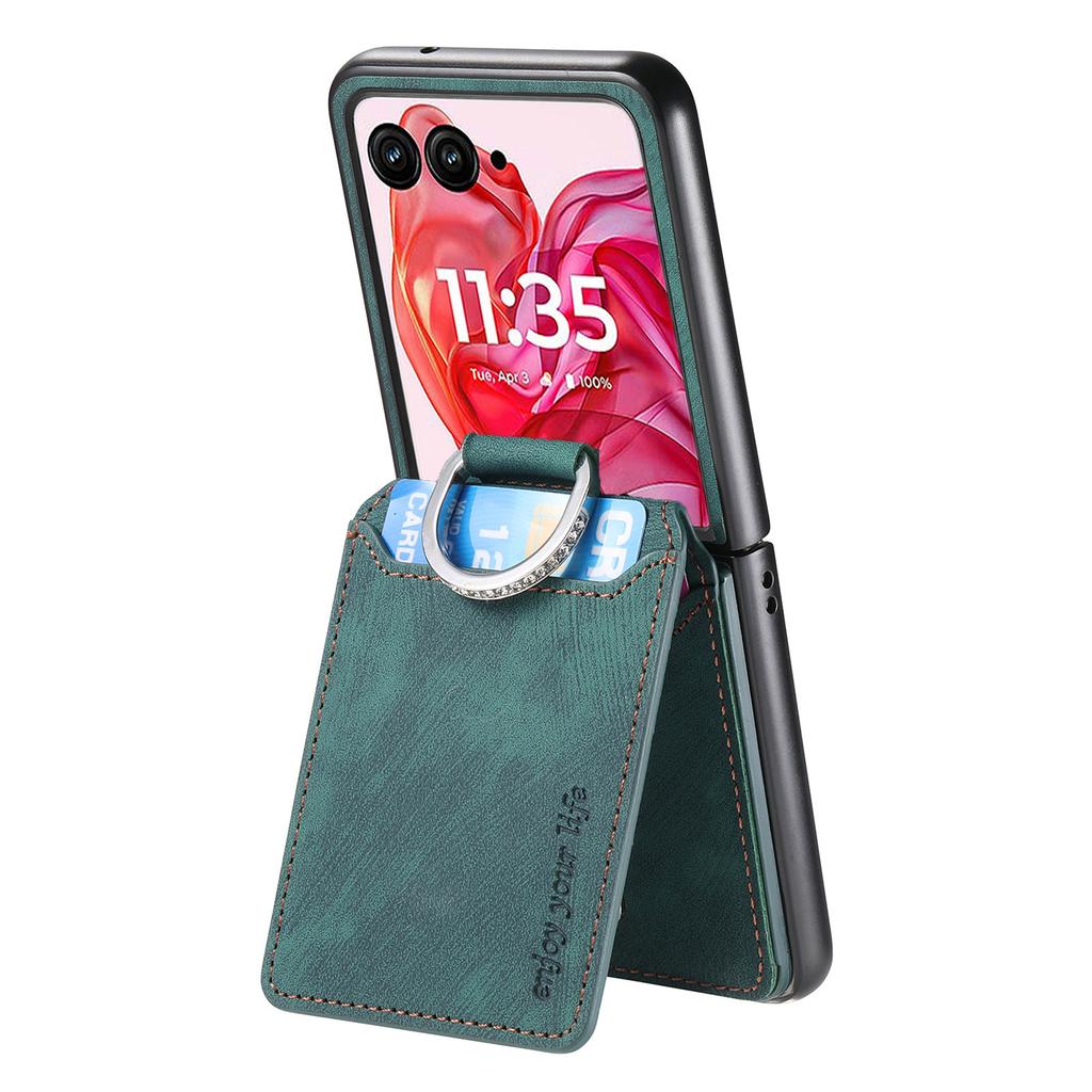 For Motorola Razr 60 Ultra 5G Case Card Holder Kickstand Retro Texture Leather Back Cover