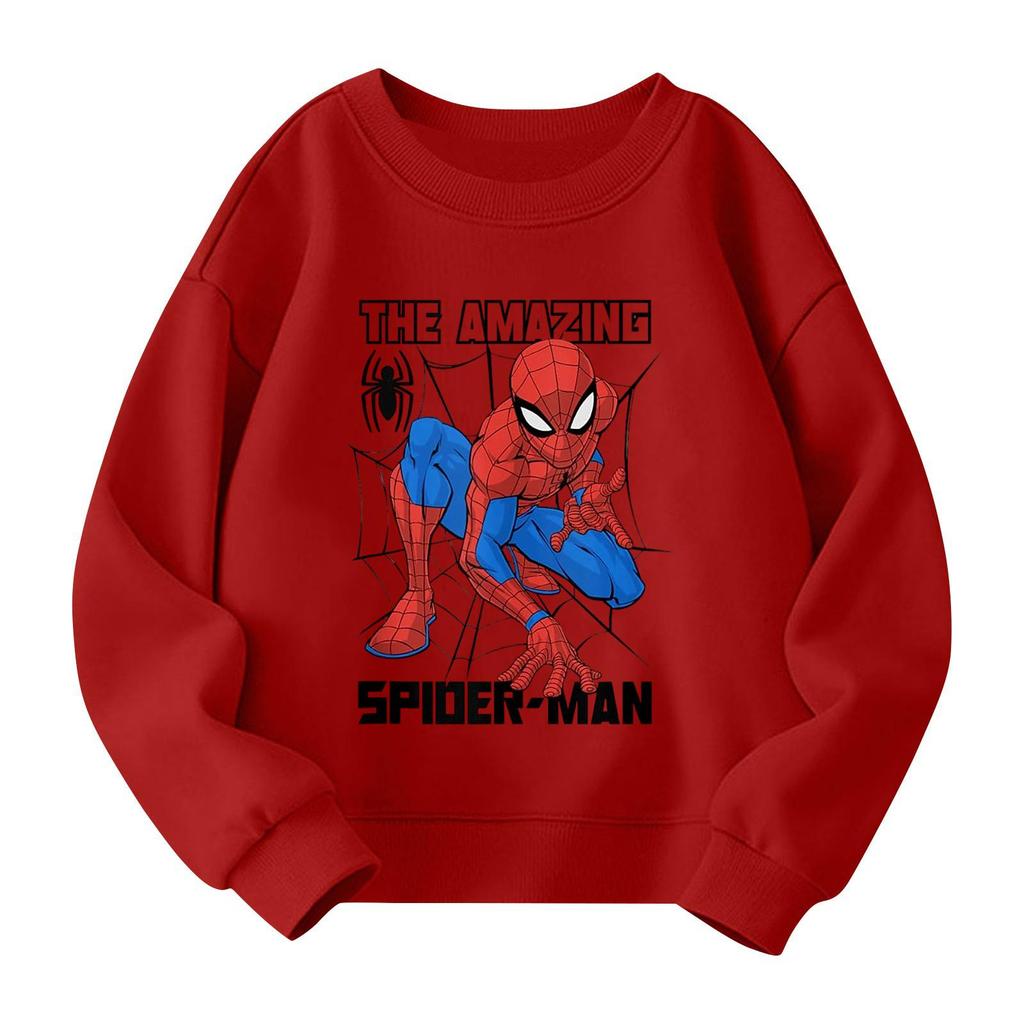 Boys and girls round neck plus velvet pullover printed top sweatshirt