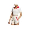 adidas Originals X Sans titre AE23 Polo Court à Col V Contrasté Femme Hauts Blanc cassé IN1082