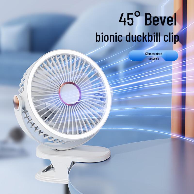 F71 Portable Rechargeable Clip-on Desk Fan with LED Light
