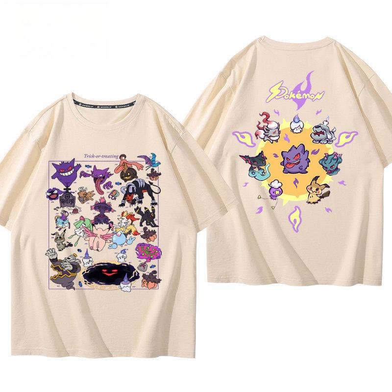 Pokémon Gengar Printing Tee 100 Cotton Tshirt Mens 2026 Summer Fashion Oversize Street Casual Y2K Tops Streetwear Clothing
