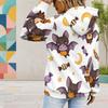 Women Plus Size Long Sleeve Drawstring Hoodie Cute Cartoon Bat Print White Kangaroo Pocket Pullover