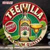 Vintage Tequila Aluminium Metallschild Rund 20 cm 2D Kunst Hausbar Man Cave Garage Wanddekor