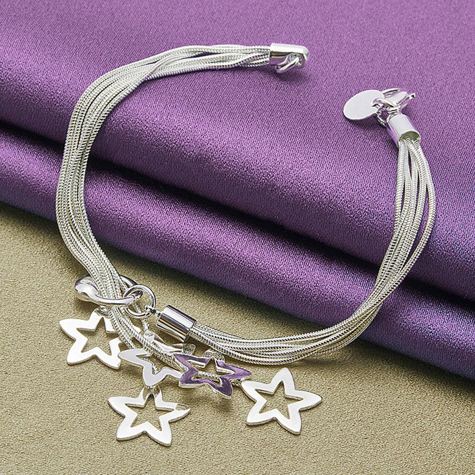 

CHSHINE 925 стерлингового серебра пять змеи цепь звезда браслет для женщин мужчин мода очарование высокое качество ювелирные изделия 20CM 8inches