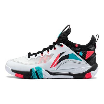 Li Ning Ground Flying 2 Pro Tecido Couro Sintético Antiderrapante Resistente ao Desgaste Respirável Cano Médio Sapatos de Badminton Tênis Unissex AYAT003-2