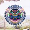 Colorful 3D Owl Metal Wind Chime - Outdoor Hanging Garden Decor with 360° Rotating Hook, Handcrafted Patio Ornament for Home, Wedding