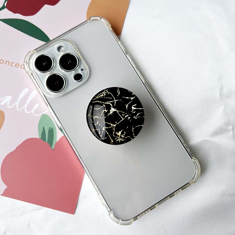 Marble Pattern Crystal Glass Phone Holder Foldable mobile phone Socket Crystal Glass phone grips 5