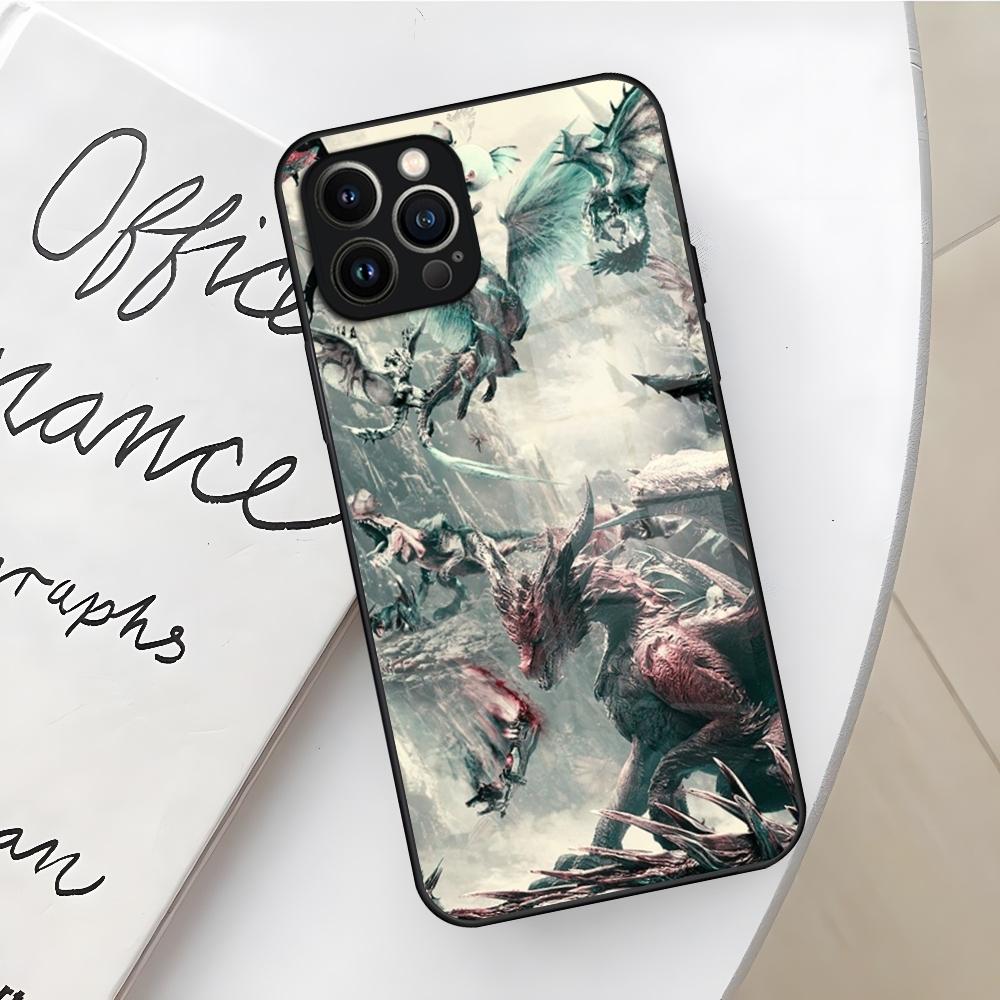 Spiel Monster Hunter World Handyhülle für Iphone 16 15 14 12 11 13 Pro Max Mini X Xr Xs Se 8 Puls Glas Hülle