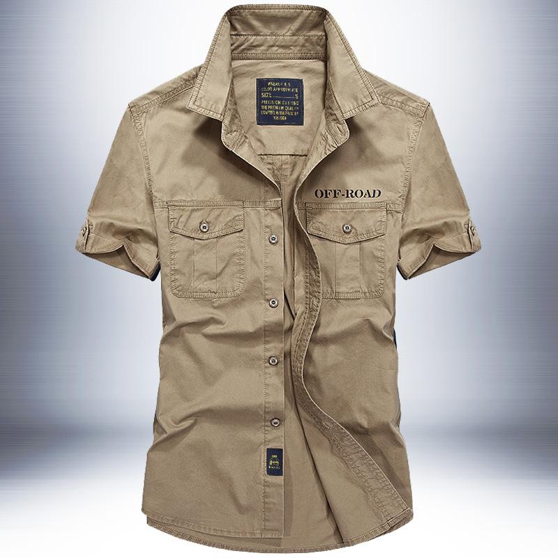 Summer Men's Short-sleeved Shirt Washed Loose Big Yards Outdoor Work Shirt Tide Comfortable and Durable Men's Tops Fashionable Trend