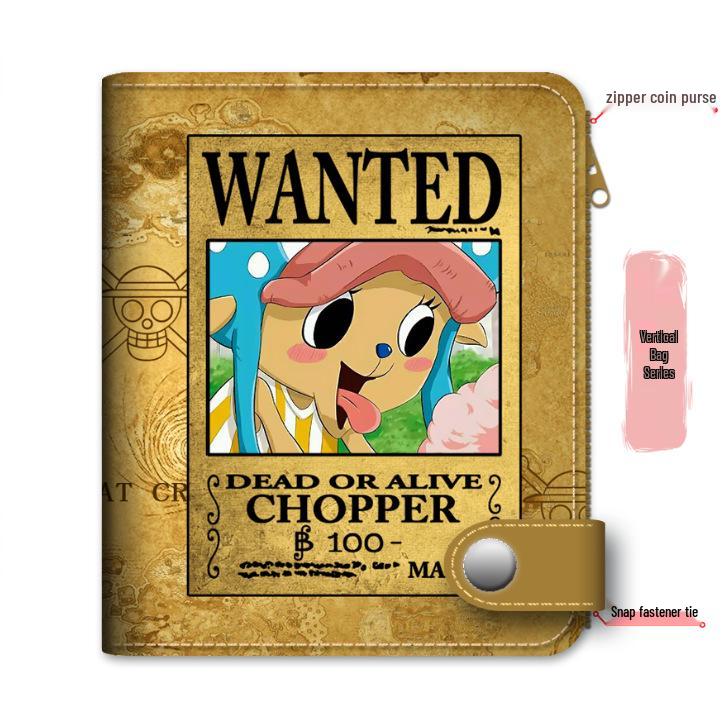 Portmonetka na monety i etui na karty zapinane na zamek błyskawiczny z motywem One Piece