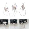 Elegantes Ballett-Tanzschuh-Schlüsselanhänger für Mädchen, Anhänger Mode-Taschenanhänger mit perlmuttfarbenen Schleifenknoten-Designs
