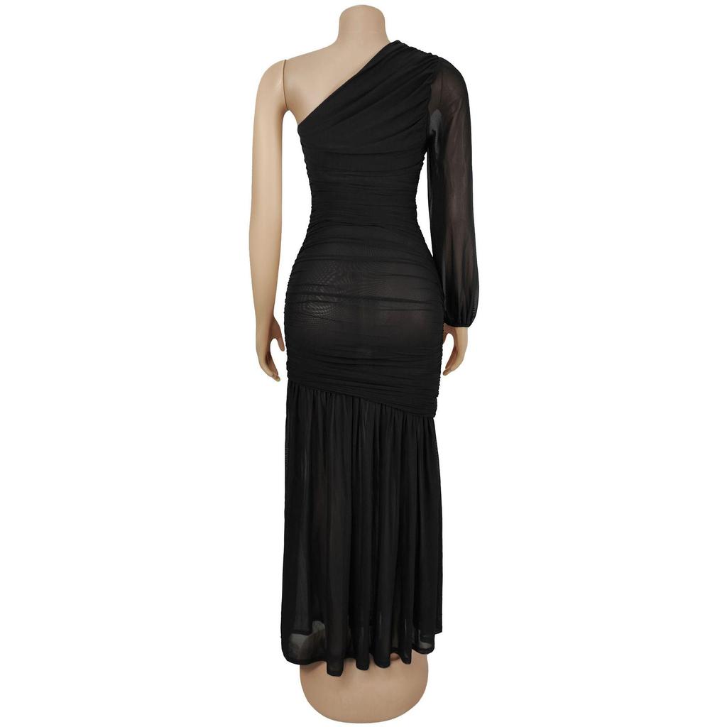 C7500 Fashionable Off-the-Shoulder Mesh Dress for Women In Europe and America - New High-End Style