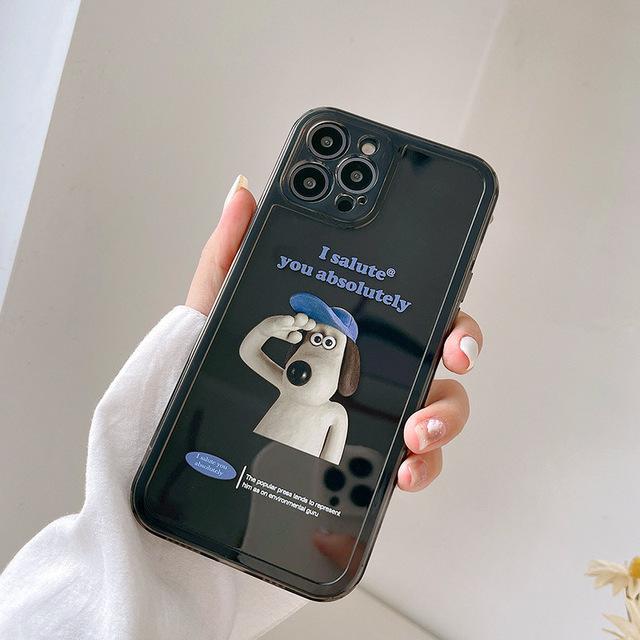 Bonito saudação cão dos desenhos animados caso de telefone para iphone 12promax capa 11promax 7 8 plus 13 13pro xr x xs max capa funda coque volta 1085
