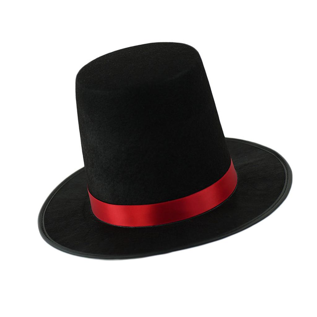 Vintage Black Top Hat Satins Ribbon Belt Caroler Snowman Costume Accessory for Adults and Teens Formal Occasion