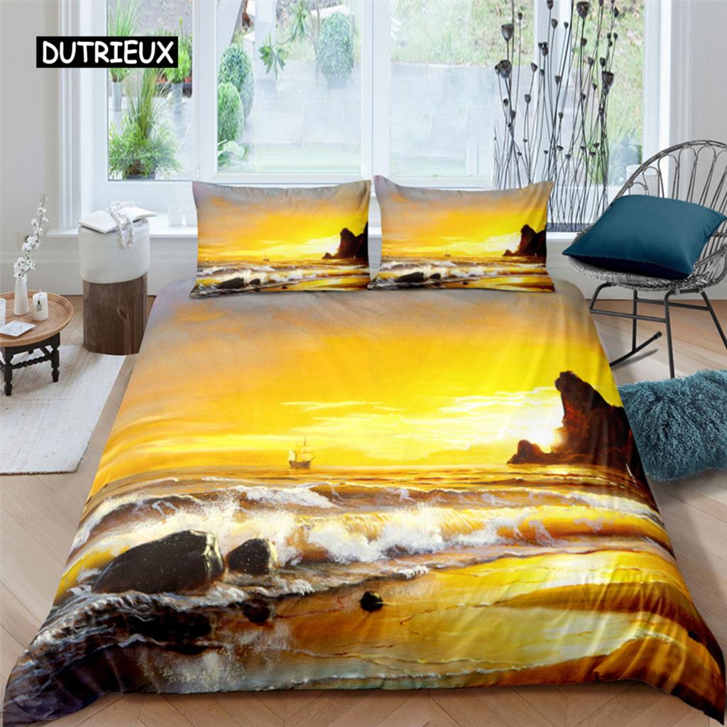 Oil Painting Landscape King Dimension Queen Size Bedspread Cover Natural Scenery Sleep Bedding Collection Teen Adult Floral Ocean Building Heavy-duty