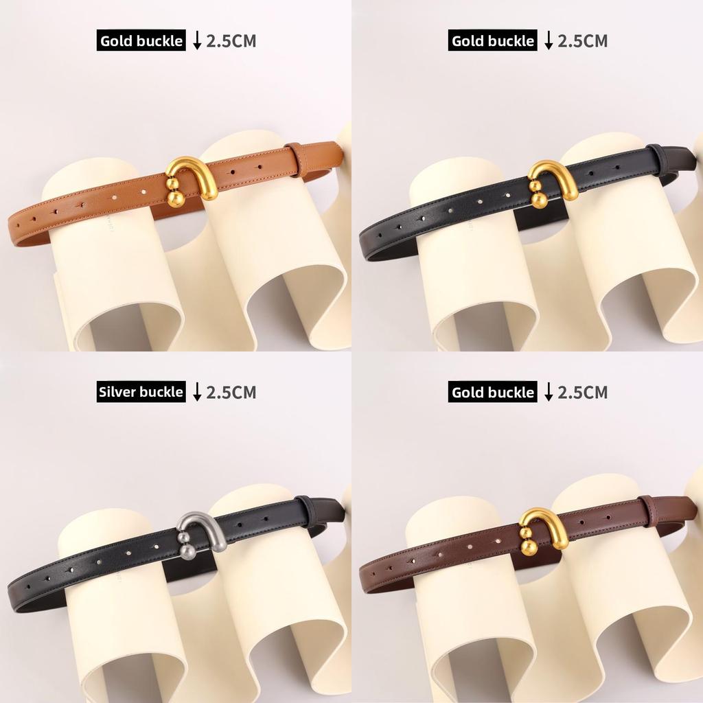 Traditioneller Damen-Leder-Taillengürtel mit silberner oder goldener Schnalle für Büro und Kleid
