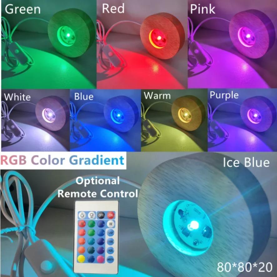 USB Switch Desktop Decorative Lights Dimmable Wooden Colorful Gradient Remote Control Light Base Display Light Support Ornament