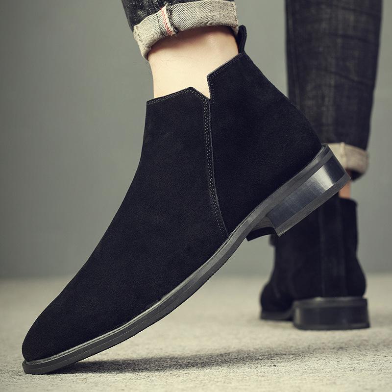 Winter new Martin boots men's high-top shoes medium-top short boots outdoor men's boots heightening medium tube Chelsea boots men's
