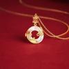 Hollow Round Koi Peace Buckle Necklace Chinese Style Lucky Pendant  Gift for Women