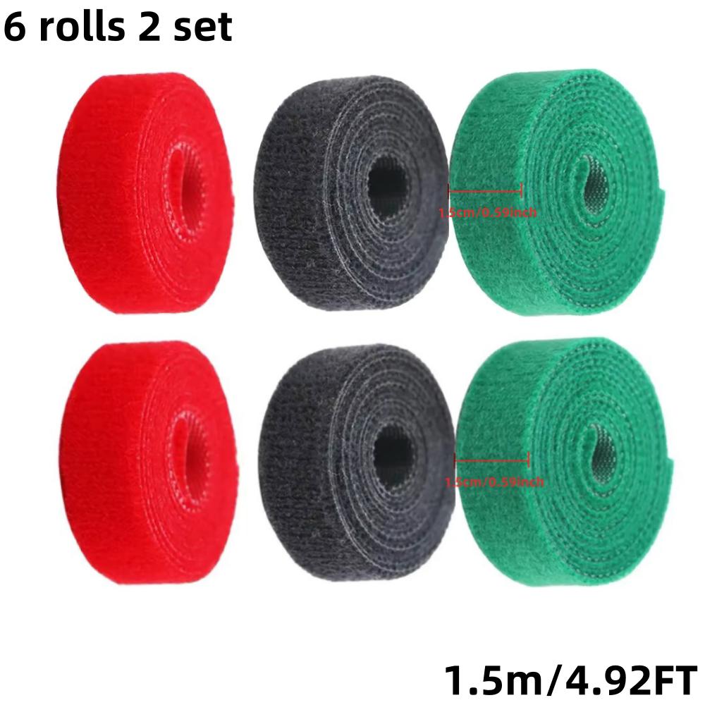Nylon Hook Loop Cable Straps Reusable Fastening Tape Cable Ties Cord Organizer Double-Sided Hook and Loop Self-adhesive Tape