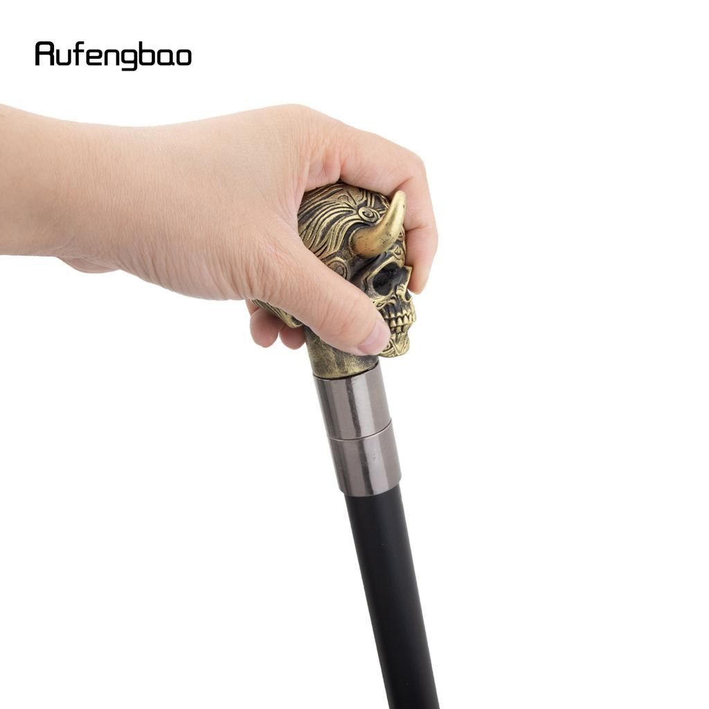 Yellow Horn Cattle Resin Skull Head Walking Cane Fashion Decorative Steel Stick Gentleman Skull Performance Stage Cane 93cm
