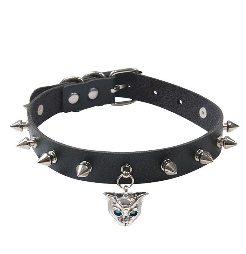 Goth Punk Nieten Nieten Choker Halsband Für Frauen Steampunk Katzenkopf Halskette Emo Halsband Cosplay Chocker Gothic Accessoires