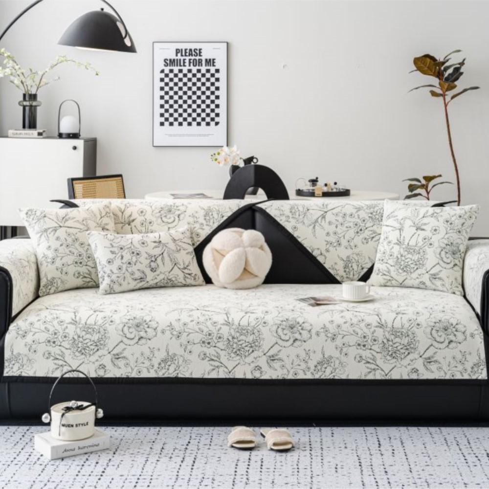 Plum Blossom Sofa Covers Living Room Anti-slip Couch Furniture Protection Cover Universal Chenille Peony Sofa Slipcover