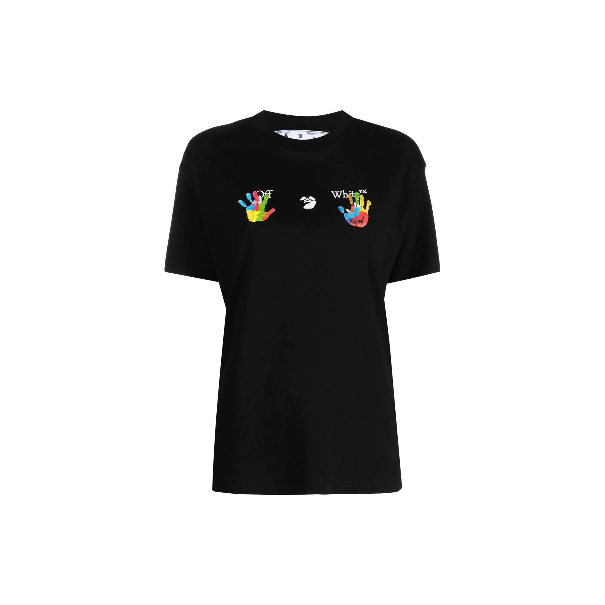 

Off-White Kids Swimming Logo Повседневная футболка Черные/многоцветные женские топы OWAA089S23JER0151084 S