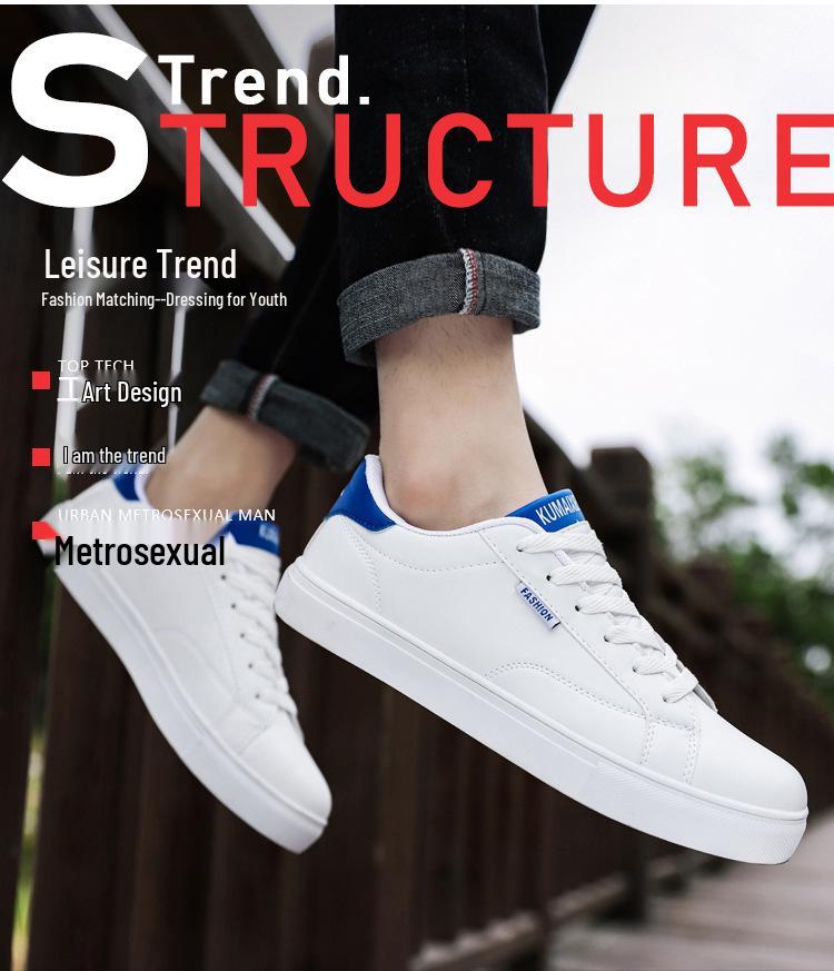Spring 2024 Men's White Sneakers - Korean Style, Trendy, Versatile, Casual Sports Fashion Footwear for Teens