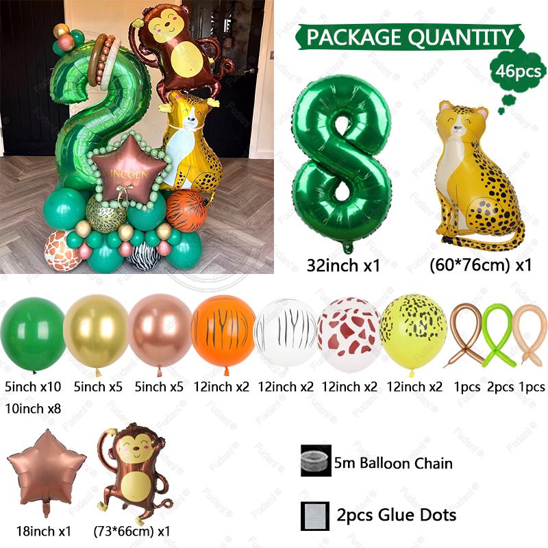 Cartoon Jungle Animal Balloon Set Monkey Leopard Safari Wild Birthday Party Decorat Baby Shower Jungle Party Home Deco Supplies