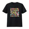 This Girl Runs On Jesus And Volleyball T Shirt Vintage Washed Versatile Designer Clothes Top For Everyday Wear Soft Comfortable
