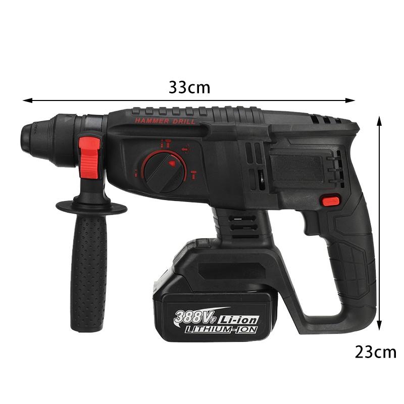 4 IN 1 2 Batteries Rechargeable Electric Hammer Impact Drill for 18V Brushless Cordless Rotary Hammer Drill
